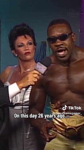On this day 26 years ago, during WCW Spring Stampede 1997 from the Tupelo Coliseum in Tupelo, Mississippi, Mean Gene Okerlund interviewed Harlem Heat in the run up to their Number One Contendership Four-Way Match against Lex Luger and The Giant. Booker T let the adrenaline get the better of him, and let an N-bomb slip on International Pay-Per-View when talking about Hulk Hogan 😅 #wcw #worldchampionshipwrestling #mondaynightwar #wwe #mondaynitro #wcwnitro #wcwthunder #attitudeera #ecw #wwf #wwe 