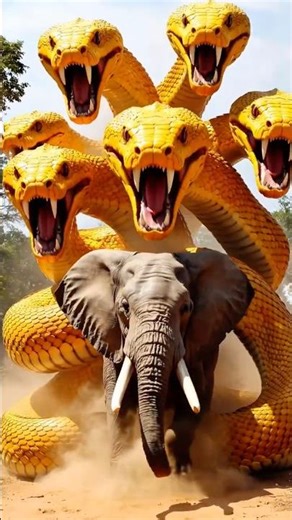 Giant snake versus elephant #wildlife #nature #aishorts