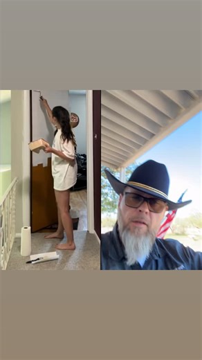 All right this is a great example of when do it yourself goes going wrong. She’s working the door with one hand and spilling paint all over the place. #painters #painting #piperfamilypainting | Piper Family Painting