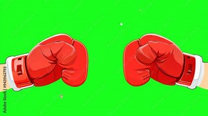 Exciting animated boxing match with bright green background and dynamic fist movements