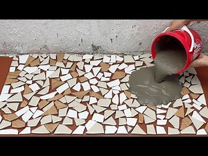Creative Ideas From Mosaic Tile And Cement / Making Coffee Table At Home / Mosaic Tile Coffee Table.