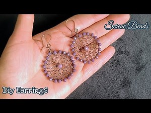 Beaded wire weaved earrings | Wire weaved circle earrings | Wire weaving technique