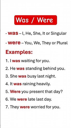 Use of WAS & WERE in English Grammar | Simple Trick to Remember Forever ✨
