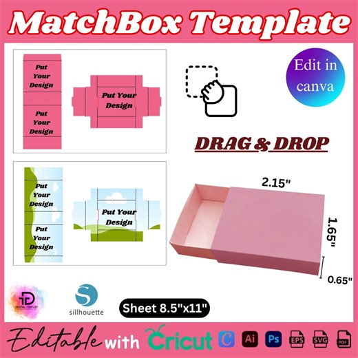 Matchbox Template, DIY Matchbox, Packaging Box, Matchbox Svg, Canva Editable Matchbox, Custom Matchbox, Matchbox Design, Printable Matchbox - Etsy