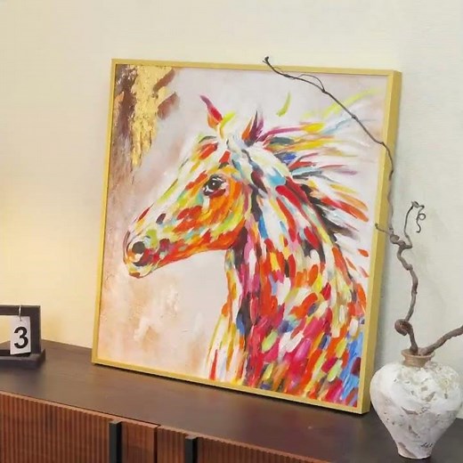 Colorful Abstract Animal Painting | Modern Wall Art Horse Cow Bull Butterfly