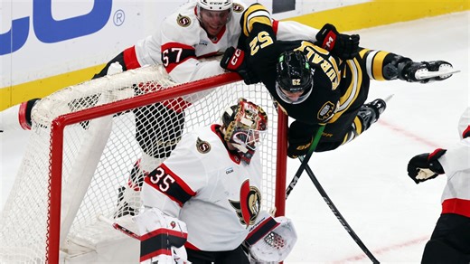 Bruins score with 6 seconds left in OT to beat Senators 3-2 and earn fifth straight victory