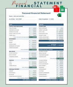 Personal Financial Statement Template: Net Worth Tracker (excel & Google Sheets) - Etsy UK