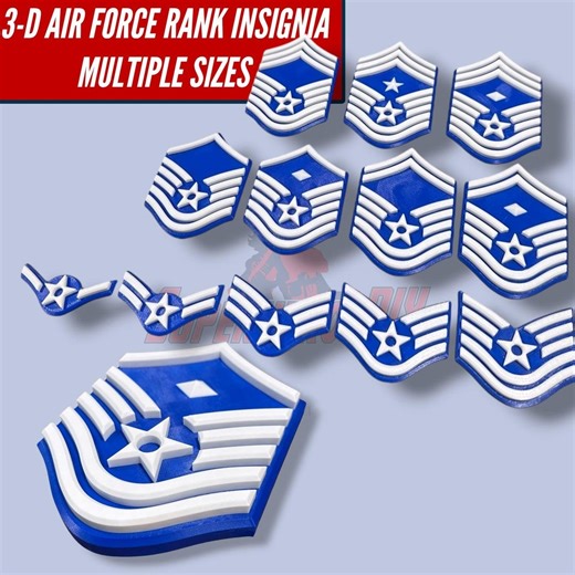 3D Air Force Enlisted Rank Display Insignia | Multiple Sizes Available | Great for Wall Mount or Shadowbox - Etsy