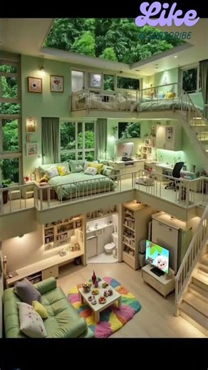 🌿 Cozy Green House Design | Dream Loft with Forest View | Healing Home Aesthetic