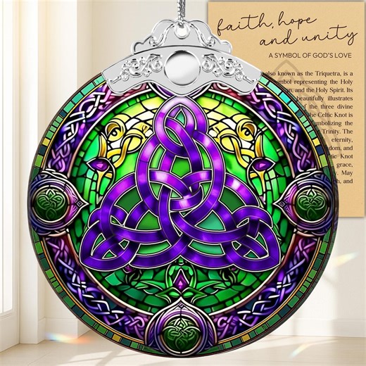 Stained Glass Style Celtic Trinity Knot Ornament, Christian Suncatcher - Etsy UK