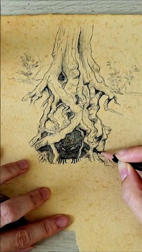 30-minute quick sketch | Speed drawing tree roots with a pencil | #art #quicksketch