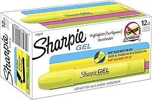 SHARPIE 1780478 Accent Gel Highlighter, Fluorescent Yellow, 12-Pack