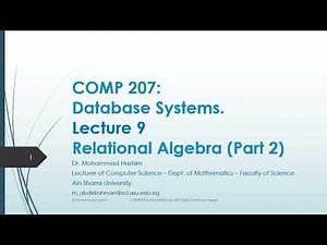 Lect9 Part1 - Relational Algebra (Part 2)