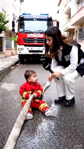 Minik bebek Ziyacan bu hortumu tek başına kontrol edebilir mi? 😂 #shorts #minikitfaiyeci