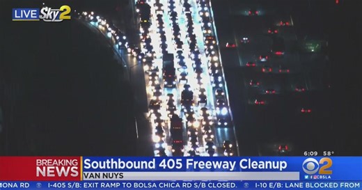 405 Freeway commute snarled after wood pallets spill onto the freeway