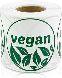 Vegan Stickers (2 inch, Green, Round - 300 Labels) Circle Dot Vegan Stickers for Farmer's Markets, Grocery Stores, Restaurants, Food Trucks, Delis or Food Packaging