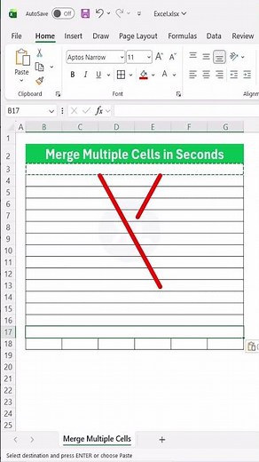 Merge Multiple Ranges in Seconds #excel #excelforbeginners #excelshortcuts #exceltips #office