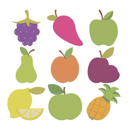 Fruits Embroidery Design Bundle, Kawaii Fruit Embroidery Files, Strawberry Lemon Avocado Fruit Machine Embroidery 9 Sizes - Etsy