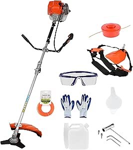 52cc Weed Wacker Gas Powered, 2-Stroke Gas String Trimmer with 1.2L Fuel Tank, 2.2KW/8500RPM Weed Eater with Multi Accessories and Sharp Blade, Weed Eater for Villa, Garden, Lawn, Park (Red)