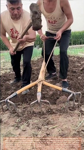 Efficient Soil Aeration by Two Workers Using a Three Headed Rake for Better Crop Growth