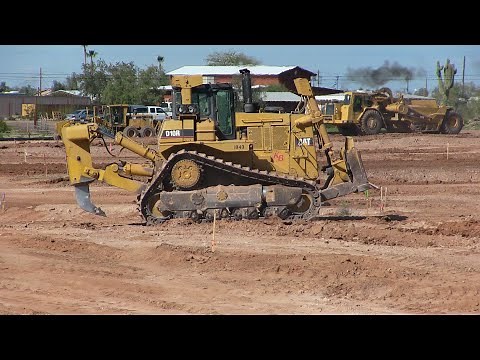Caterpillar D10R Push-CAT And 631E Scraper Action -- Apache Junction, Arizona February 2020