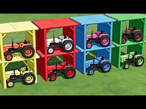 GARAGE OF COLORS ! CRAZY TRANSPORTING & LOADING with MINI FIAT TRACTORS ! Farming Simulator 22