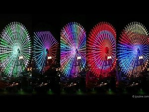 横浜・観覧車の夜景、イルミネーションの変化（Full） YOKOHAMA Ferris wheel