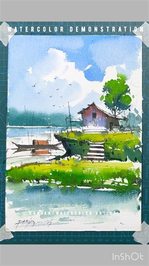 New Watercolor painting Demonstration by RANJAN #ranjanwatercolorartist #viewers #followers #follower #follow #artist #art #artwork #artgallery #drawing #draw #drawingoftheday #watercolor #watercolourpainting #watercolourartist #painting #paintingoftheday #viralpost #trendingpost #landscape #scenery #today #everyone #everyonefollowers #light #shades #facebookpost #reelschallenge @topfans | Ranjan/Watercolor Artist