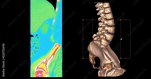 CT Scan of lumbar spine for diagnosis alck back pain diseases 3D rendering.
