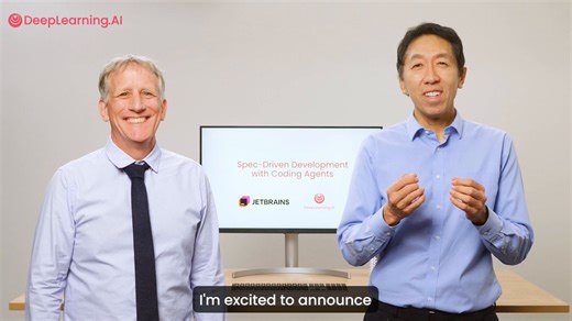 New course: Spec-Driven Development with Coding Agents, built in partnership with @jetbrains, and taught by @paulweveritt.Vibe coding is fast, but often produces code that doesn't match what you asked for. This short course teaches you spec-driven development: write a detailed spec defining what to build, and work with your coding agent to implement it. Many of the best developers already build this way.A spec lets you control large code changes with a few words, preserve context across agent se