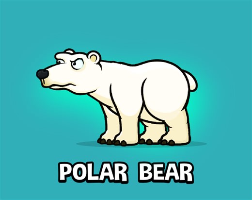 Polar bear cartoon game sprite by Robert Brooks - gamedeveloperstudio.com