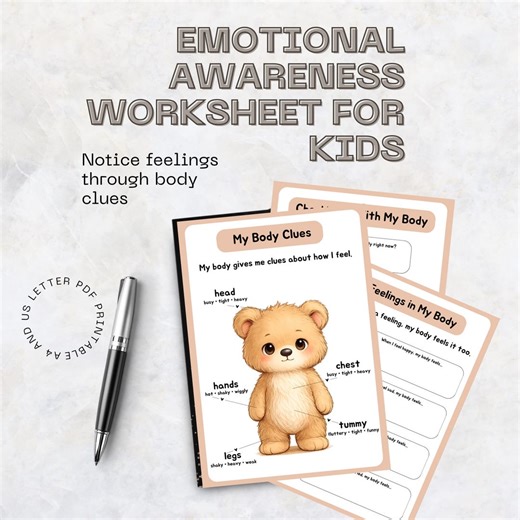 Emotional Awareness Worksheet for Kids, Feelings Worksheet, Body Clues and Emotions, SEL Printable - Etsy