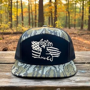Deer Hunting American Flag Embroidered Camo Trucker Hat - Leather Patch Hunting Style - Etsy