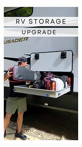 ✅️ RV Organization Upgrade✅️ We’ve had MORryde slide-out cargo trays in two RVs now—and let me tell you, once you’ve had them, there’s no going back. [MORryde Partner] These bolt-on trays are the MVPs of RV organization: smooth-gliding, easy-access, and built to handle up to 800 lbs of gear (yes, even that mystery box of cast iron you swore you'd use). Available in multiple sizes to fit your storage setup, they make grabbing your stuff feel less like spelunking in your RV basement. Whether you D
