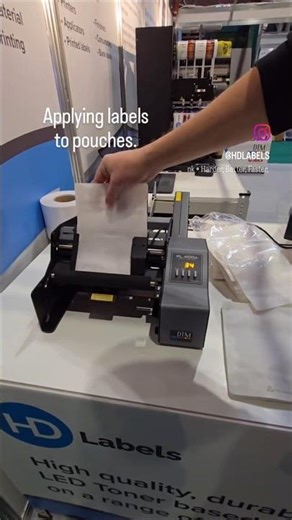 Apply labels to pouches using the DTM Print PL400e from HD Labels. Fast, consistent application.