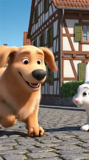 Animated dog running behind Rabbit