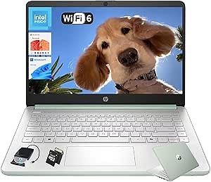 HP 14" Laptop Student Business Computer - 2025 New Version, Intel N150 Processor, 1-Year Microsoft 365, Win 11 Home, Copilot AI, 12Hr Battery, 16GB RAM 384GB Storage (128GB UFS+256GB MSD) Green