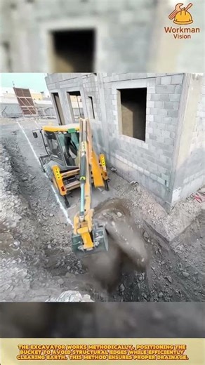 Skilled Worker Excavating Foundation Trenches with a Backhoe Loader