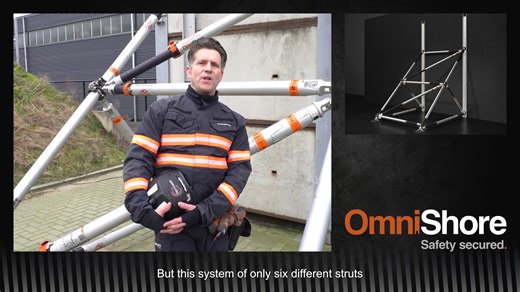 Watch this demonstration to learn how to create a safe and stable shoring construction, without fixed length extension pipes and without separate braces. Saving weight and space on your truck, Holmatro OmniShore lets you build any structural shoring application with a system of just six different struts. | Holmatro Rescue World