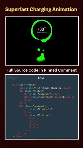 ⚡ Superfast Charging Animation using HTML/CSS 😱 | #shorts