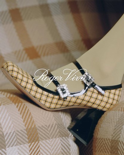 Roger Vivier on Instagram: "Checks and balances. Roger Vivier’s FW23 line is all about fun plaid patterns juxtaposed with the sophistication of velvet and the sparkle of an iconic crystal buckle. #RogerVivier #RogerVivierFW23 #GherardoFelloni #CamilleRazat"