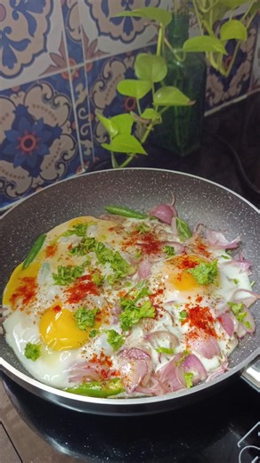 Desi Style Onion Omelette With Runny Yolk Twist #food #recipe #omelette #shorts #khagina #egg #cook