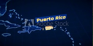 Puerto Rico country border 3D visualization, modern map outline, travel
