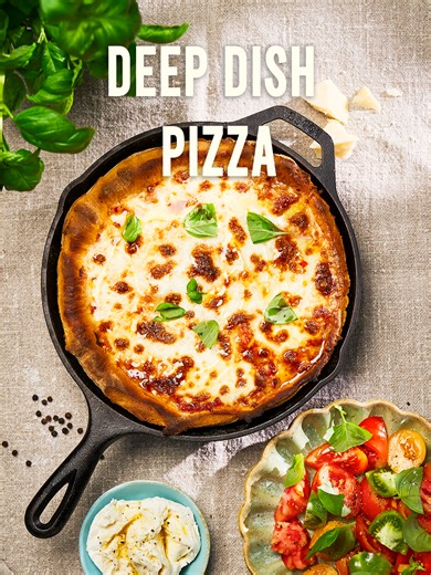 Chicago-stil deep dish-pizza med julskinka