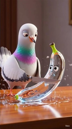 Pigeon vs. Water Banana! 🕊️🍌💧 #ytshorts