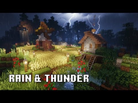 gentle minecraft rain & thunder sleep sounds at the countryside farm