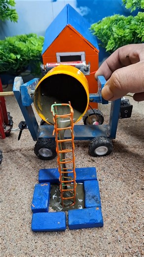 DIY 🚜🔥Real Working DIY Mini Tractor Making Cement Pillar Footing with Bricks #shorts #youtubeshorts
