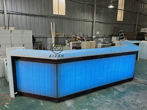 [Hot Item] Custom Bar Counter Design Translucent Marble Bar Countertop with Wine Cabinet