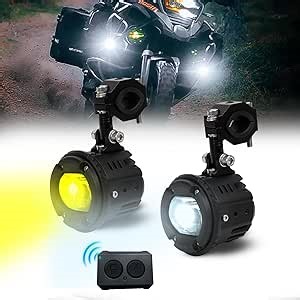 50W Motorcycle Auxiliary LED Light Kit Driving Spotlights, 5 Model Fog Light with Mount Brackets Wire Harness, Offroad Work Lights with Waterproof, Compatible Motorcycle J-eep Car-Cordless Controller