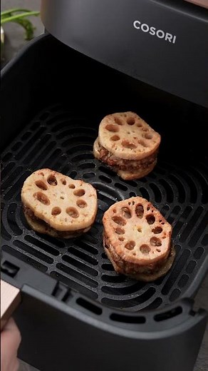 見たことないレンコン肉詰めの作り方！ノンフライヤーでの作り方が楽々で美味しすぎる！ #簡単レシピ #クッキング #おつまみ #おうちカフェ #料理 #cosori #ノンフライヤー #秋レシピ